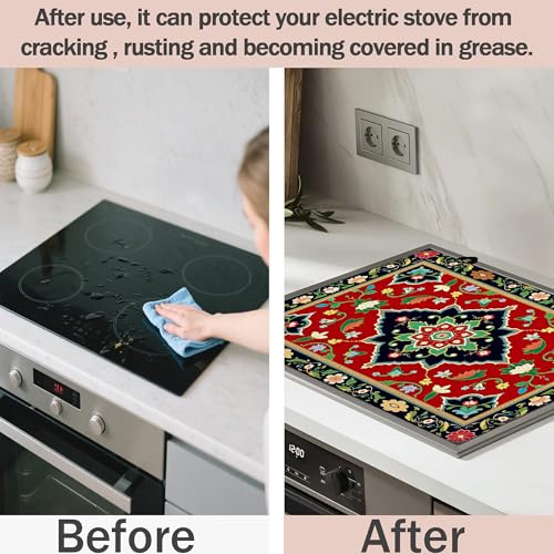 Image of Boho Floral Stove Top Covers Pad 28 x 20 inches Dish Drying Mat Coffee Bar Mats Kitchen Decor Absorbent Pad Fit Coffee Maker Machine Dish Drying