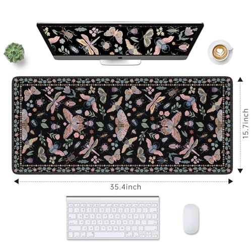 HAOCOO Large Gaming Mouse Mat, Cute Butterfly Mousepad for Desk(Black) by HAOCOO - Used condition - Image 2