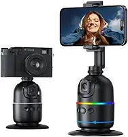 Suporte de Celular com Estabilizador Gimbal 360°, Rastreamento Facial Inteligente, Rotação Automática, Ideal para Lives e Vídeos, Cor Preta
