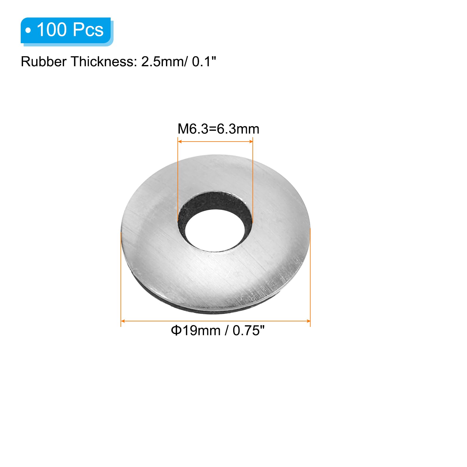 PATIKIL 1/4"x3/4" Aluminum EPDM Bonded Sealing Neoprene Rubber Sealing Washers - Image 2