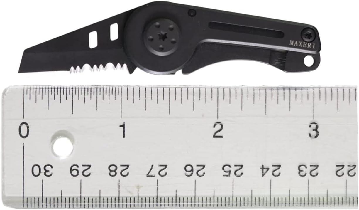 World's Smallest All Purpose Pocket Knife, Premium Heat-Treated Stainless Steel Blade, Micro Slim Minimalist Design, Ideal Every Day Carry (Serrated Blade)