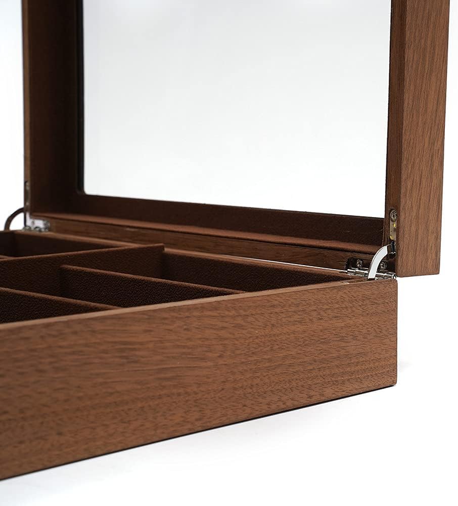 Estuche Expositor De Madera con Cerradura Y 8 Compartimentos para Gafas De Sol - Organizador Elegante para Hombres Y Mujeres, Caja De Almacenamiento De Gafas con Cajón para Colección De Gafas,
