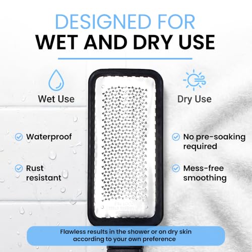 Image of Colossal Foot rasp Foot File and Callus Remover. Best Foot Care Pedicure Metal Surface Tool to Remove Hard Skin. Can be Used on Both Wet and Dry feet, High Grade Stainless Steel File