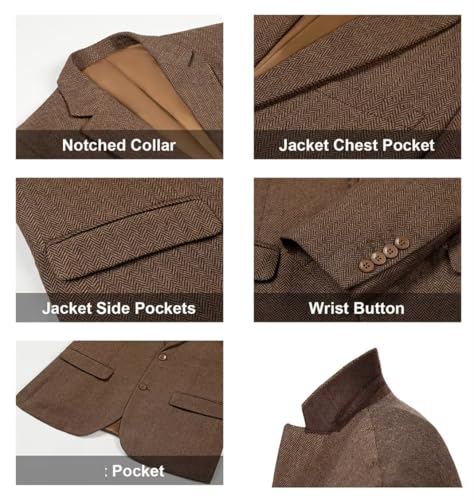 Retro Tweed Men's Suit Jackets Herringbone Slim Fit Sport Coats Blazer Prom Business Casual Men Tux Jacket Wedding Blazers4