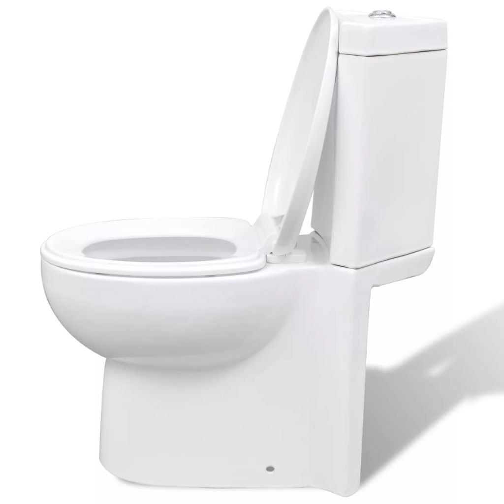 Vaso WC in ceramica ad angolo, chiusura ammortizzata, doppio scarico 3/6 L, dimensioni 37x68x78 cm, bianco, per bagno