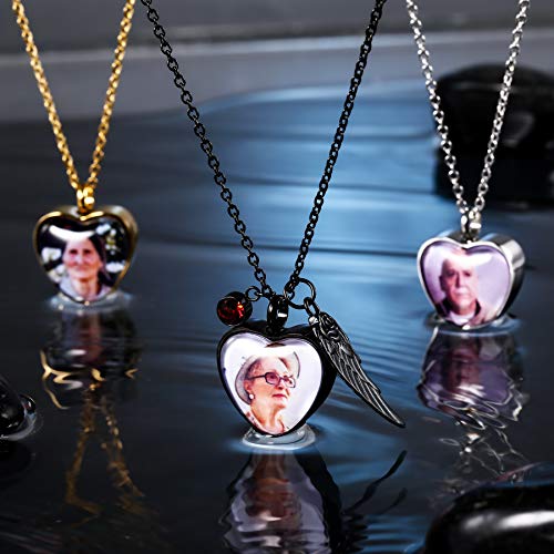 MeMeDIY Personalized Angel Wing Pendant Heart Urn Necklace Engraving Photo/Name for Men Women with Birthstone Stainless Steel Pet Human Ashes Holder Memorial Keepsake Cremation Funnel Kit4