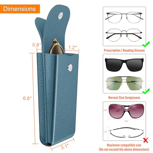 Image of FINTIE Double Glasses Case with Carabiner Hook, Portable Vegan Leather Eyeglass Case Anti-scratch Sunglasses Pouch