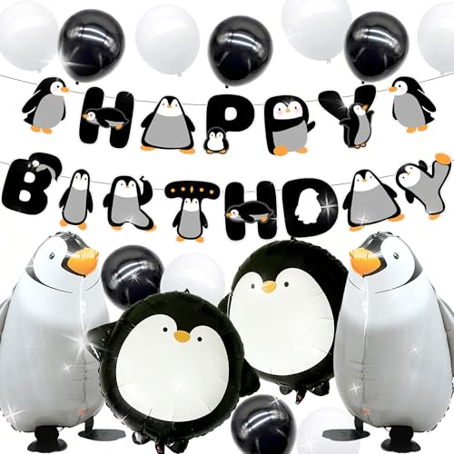 Banderín De Cumpleaños Con Pingüinos Decoración De Cumpleaños Winter Onederland Decoración Para Fiesta De Pingüinos Globos Globos Con Copos De Nieve Para N Invierno