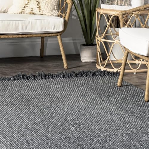 Image of Premium Hand Braided Cotton Rectangular Carpet 3x12 Feet | Soft & Durable Floor Rug for Living Room, Bedroom & Kids Room | Anti-Slip, Washable & Eco-Friendly Color -Charcol