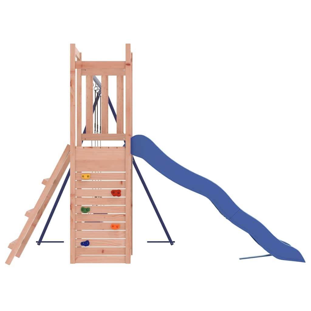 Spielturm Massivholz Douglasie mit Doppelschaukel, Wellenrutsche und Sandkasten, Klettergerüst aus wetterfestem Holz für Kinder im Garten