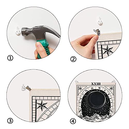 ZJYY 3 Stück Schwarze Tarotkarten Wandtuch, Tarot Banner Wandbehang, Wandteppich Mit Sternen und Mond, Wandteppiche, mit Nägeln, Geeignet für Schlafzimmer, Wohnzimmer, Wanddekoration