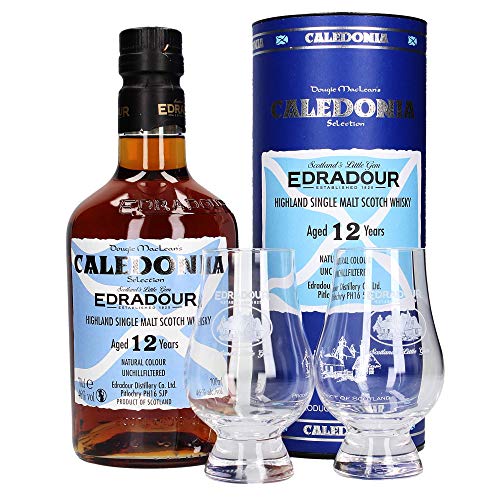 Edradour 12 Jahre Caledonia Single Malt Whisky, 2 Gläser (1 x 0.7 l)