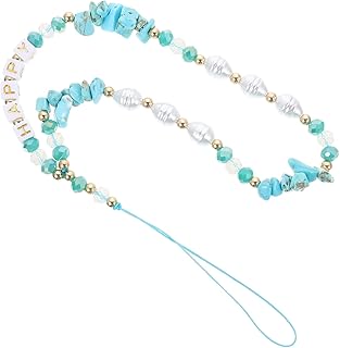 OHPHCALL Corrente de telefone móvel antiderrapante cordão de telefone de olho turco corda de telefone pérola cordão de telefone inteligente cordão de pulso cordão guarnição de pérola pingente de telefone charme de telefone decoração de telefone fornecimento de telefone, 30X0.8CM, Couro sintético, Sem Pedra Preciosa