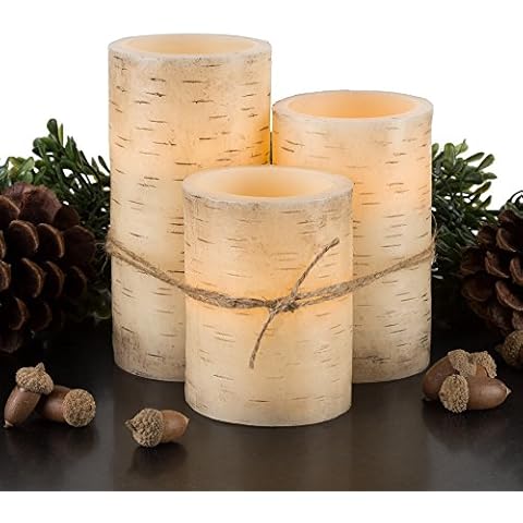 Lavish Home LED Candles with Birch Bark- Set of 3 Cover