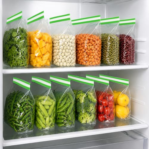 Image of Shalimar Magic Zipper Bags | Medium (24.5 cm x 28 cm) | Pack of 15 Bags | Ziplock /Vegetable /Fruit /Fridge /Multi-Purpose Storage Bag | Reusable & Reclosable Magic Seal | Crystal Clear Flim