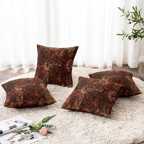 Image of ishro home Premium Cushion Cover 16 inch x 16 inch | Luxury European Mosha Fabric | Love at First Sight Designs | Hidden Zipper | Machine Washable, Non- Fading | (2, Jaipuri Riwaayat, 16 x 16 Inches)