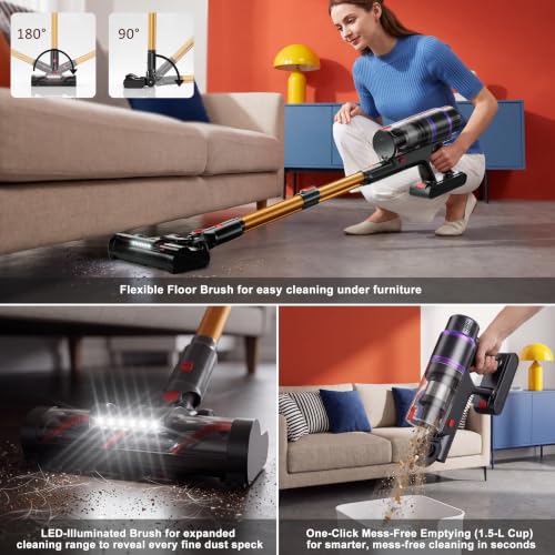 Cordless Vacuum Cleaner, Lightweight Stick Vacuum with 50Kpa Suction DROPS TO - image 8