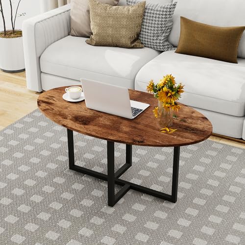 VERFARM Oval Coffee Table for Living Room, Center Table Tea