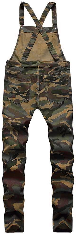 LONGBIDA Men's Denim Bib Overalls Fashion Slim Fit Jumpsuit with Pockets - Image 3