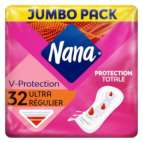 Nana Ultra Régulier Serviettes Hygiéniques - Flux Modérés - 32 Serviettes En Pochette Individuelle