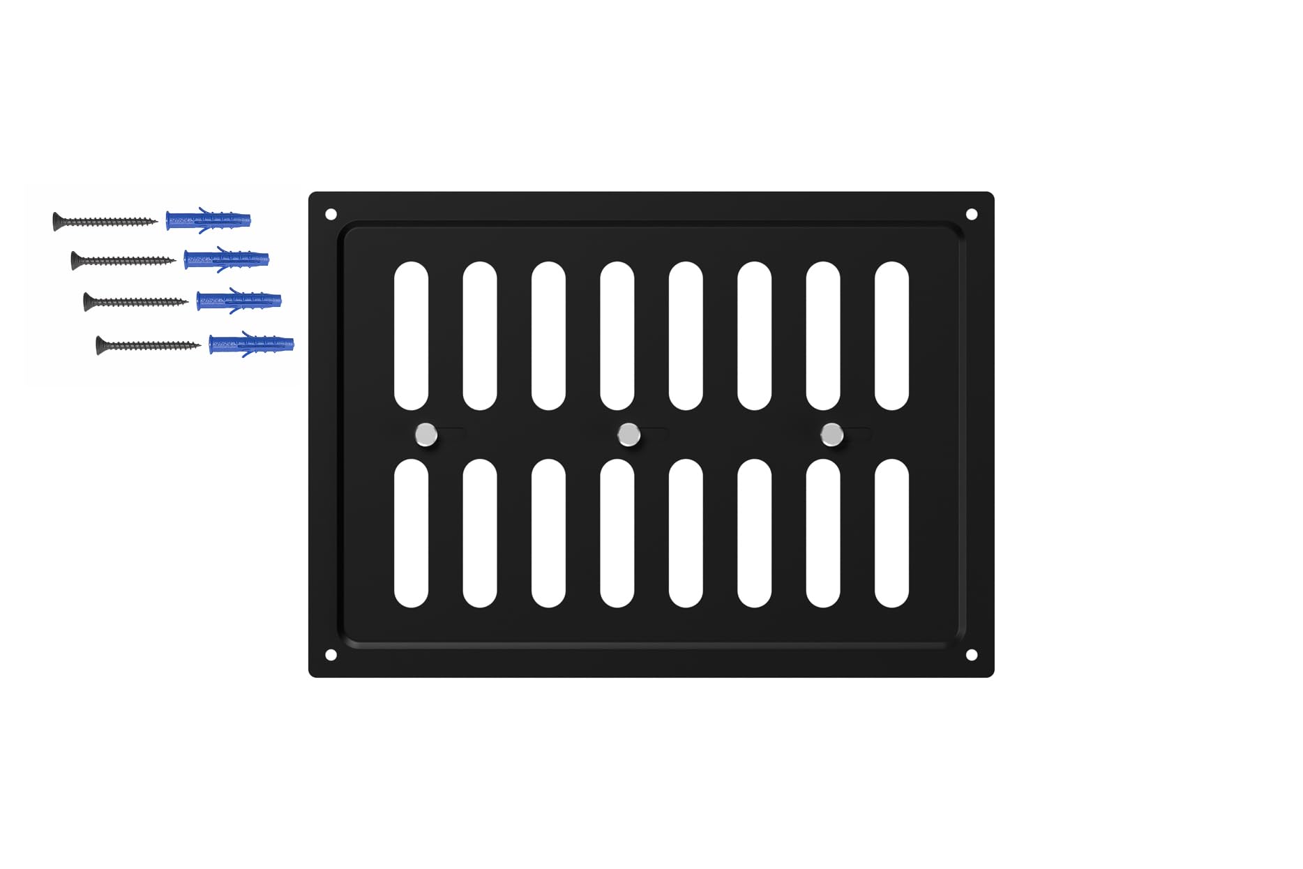 DEMLOU Ventilation Grille 24x17 cm โ Rectangular Powder Coated Steel Air Vent with Open and Close Mechanism โ Wall or Ceiling Vent Cover โ RAL 9005 Black Finish.