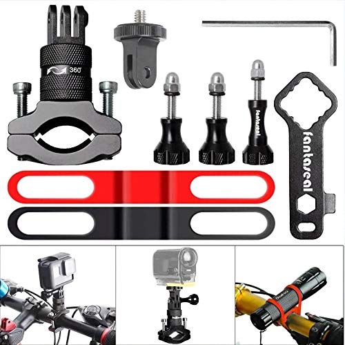 fantaseal Support Caméra Vélo en Aluminium, Fixation Caméra Action Rotation à 360 Degrés, Support  Guidon, Compatible avec Gopro hero 7 hero 6 hero 5 Dji Action Campark AKASO Crosstour