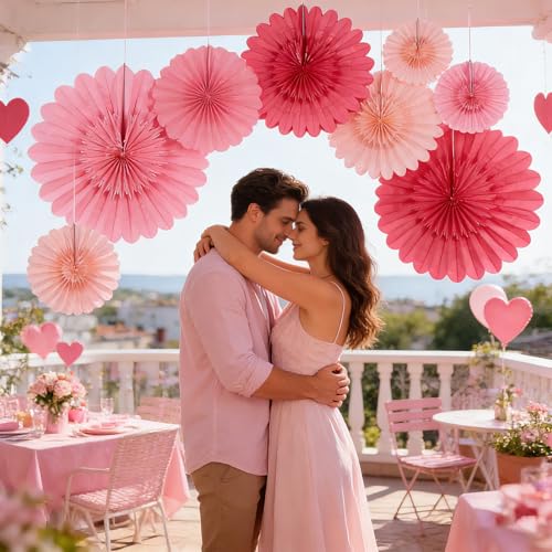 Image of Paper Jazz Hot Pink Paper Flower Birthday Decoration, Large Paper Fans Party Decoration,Giant Decorations Valentines Day Decorations for Birthday Baby Shower Graduation Galentine's Day.