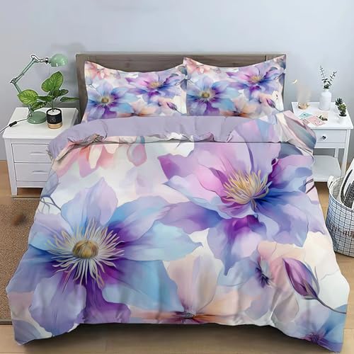 Parure de lit 200x200cm avec housse de couette réversible bleu violet - 2