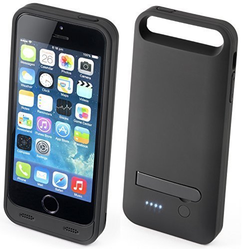 iPhone 5/5S battery case with bumper in Black - Power case with 2400mAh capacity battery - Charge your phone on the go through this case with built-in battery - Apple MFI Certified