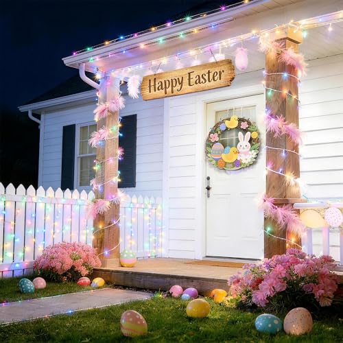 Easter Lights, 66ft 200 LED 8 Modes Pastel String Lights, Waterproof & Plug in Connectable Twinkle Fairy Lights Outdoor - Additional View