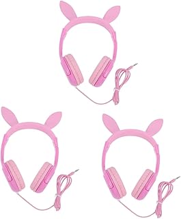 Obuyke 3Pcs Fones De Ouvido De Gato Orelha Fone De Ouvido Com Fio Sobre A Orelha Coelho Fone De Ouvido Com Fio Fones De Ouvido Fones De Ouvido Com Fio Sobre A Orelha Fone De Ouvido