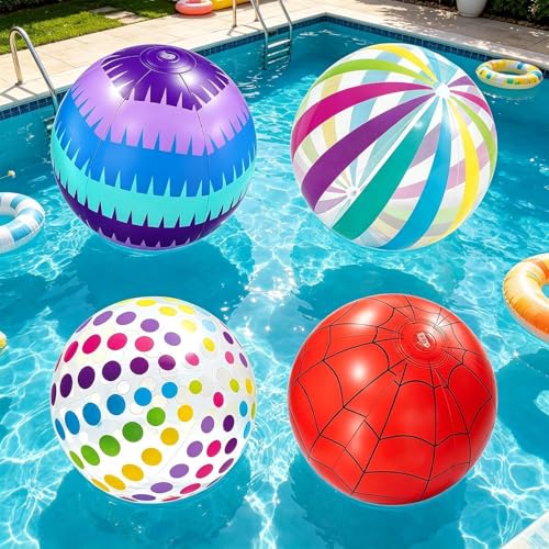 Globos de playa inflables con bomba pack de 4 para juegos de verano 3