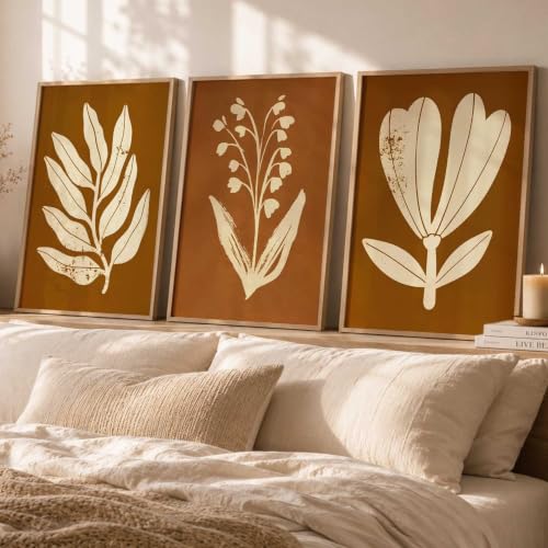Image of kotart Botanical Art Home Decoration Painting | Floral Aesthetic Paintings With Frame For Living Room Bed Room Hotel Wall Decor Digital Reprint Set of 3 (14x20 Inch)