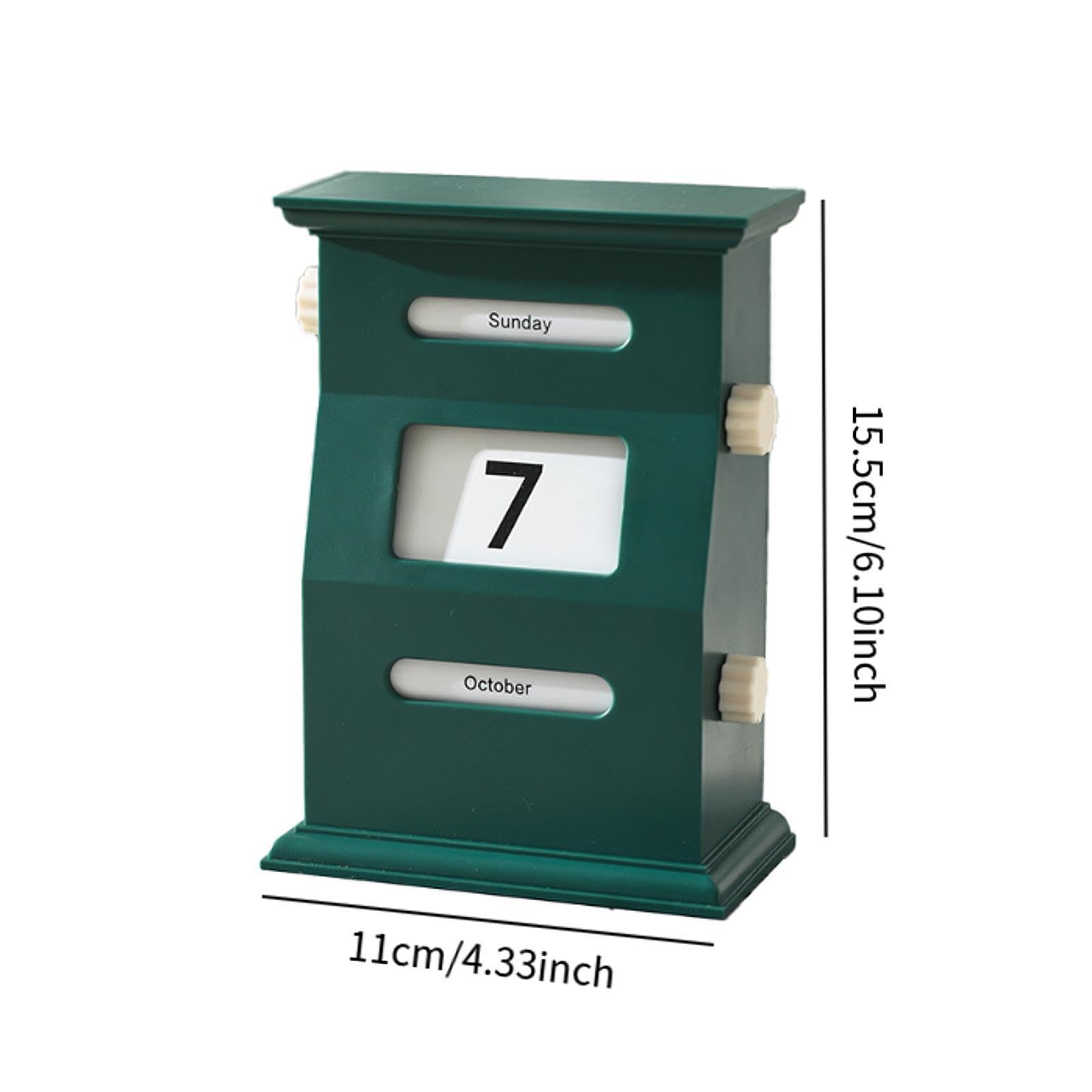 Kalender, drehbarer Schreibtisch, dekorativ, Basteln, Tischkalender, Kunstwerk, Retro, PP-Material, geeignet für Arbeitsplatte, Heimbüro, Tisch, Grün