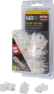 Klein Tools VDV826-704 Modular Data Plug for CAT6A and Larger Diameter CAT6 Indoor or Outdoor Ethernet Cable, 50 Pack