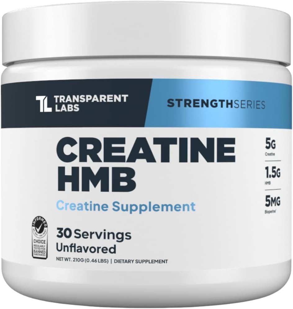 Creatine HMB - Creatine Monohydrate Powder with HMB for Muscle Growth, Increased Strength, Enhanced Energy Output, and Improved Athletic Performance - 30 Servings, Unflavored