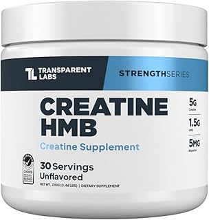 Transparent Labs Creatine HMB - Creatine Monohydrate Powder with HMB for Muscle Growth, Increased Strength, Enhanced Energy Output, and Improved Athletic Performance - 30 Servings, Unflavored - Produto 4 mais recomendado com 4.4 estrelas