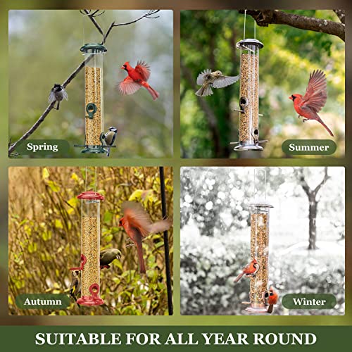 Kingsyard Metal Bird Feeders For Outdoors Hanging, Extra Thick Tube Bird Feeder W/Steel Hanger & 4-Port thumb #6