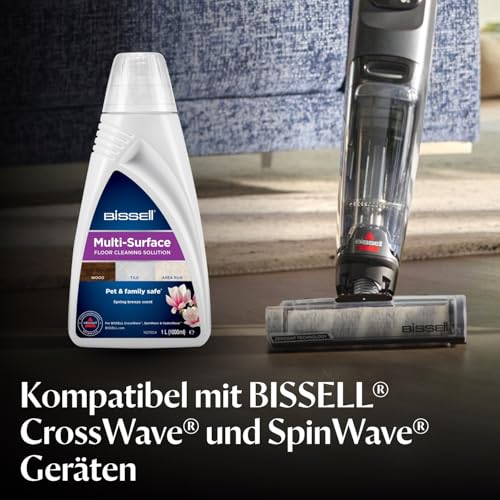 BISSELL Mehrflächen-Bodenreinigungslösung, für BISSELL CrossWave & SpinWave, 3er-Pack, 1 l, tägliche Reinigung versiegelter Hartböden und Teppichläufer, 2885
