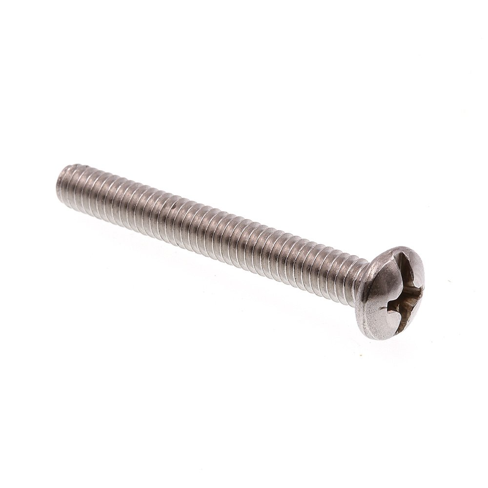Prime-Line 9009594 Makine Vidası, Tava Başlı, Oluklu/Yıldız Kombo, 1/4"-20 X 5 cm, Sınıf 18-8 Paslanmaz Çelik, 50'li Paket