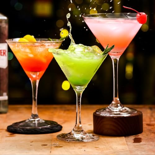 Image of BINZO Martini Cocktail Glasses, Set of 6, 190 ml, Classic Stem Glassware for Mocktail, Cold Drinks, Juice, Wine, Parties, Gift, Cosmopolitan, Margarita, Bar Home, Manhattan, Pack of (6)