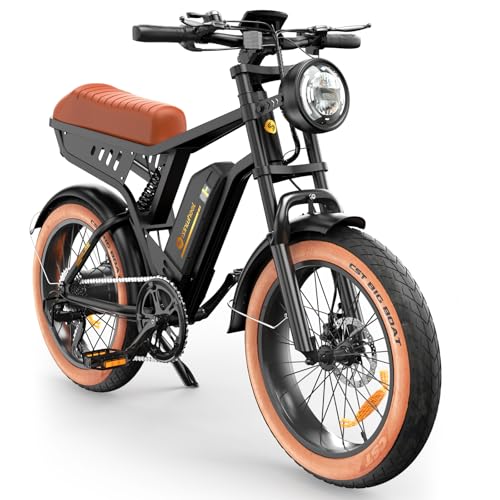 R6 Retro Electric Bike for Adults 1500W Motor, 28MPH, Max 75 Miles Electric Motorcycle, 20
