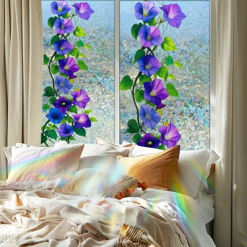 Image of Nuxovilar Crescent Blue Purple Morning Glory Window Film 17.7x39.4 PVC