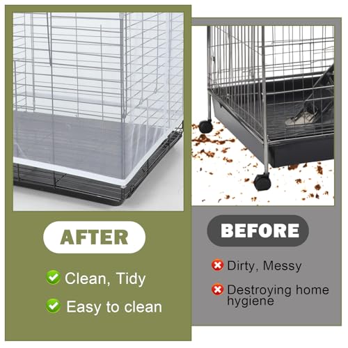 Image of XL Adjustable Bird Cage Seed Catcher, Birdcage Cover Skirt Nylon Mesh Netting Parrot Parakeet Macaw African Round Square Cages Cover (White)