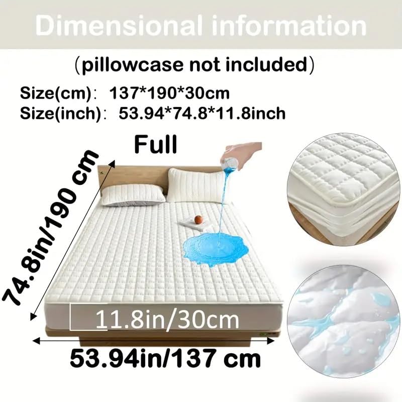 1pc Quilted Waterproof Mattress Protector - Soft, Comfortable Solid Color Bedding Deep Pocket Fitted Mattress Cover for Bedroom or Guest Room (No Pillow or Core Included) (Dark Grey, Queen)