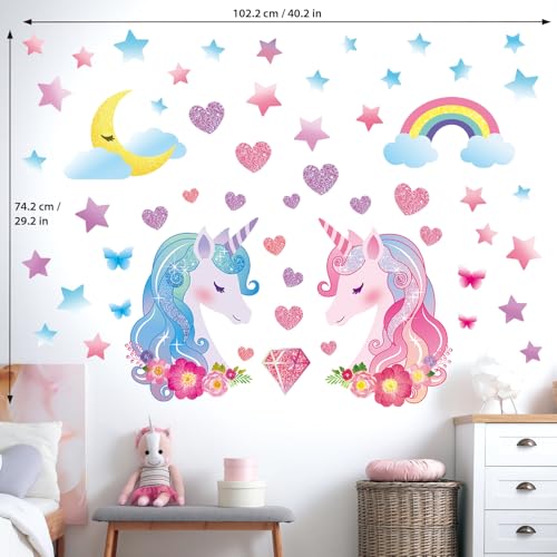 DECOWALL Vinilos Unicornio para Niñas en Rosa miniatura 6