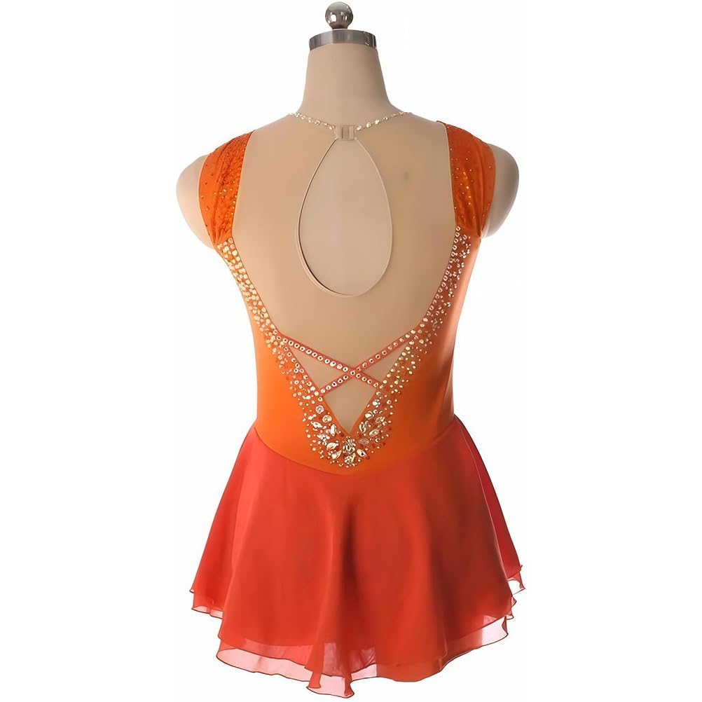 Vestido De Patinaje ArtíStico para Mujer, Traje De Patinaje sobre Hielo Sin Mangas con Falda EláStica, Maillot Transpirable para CompeticióN