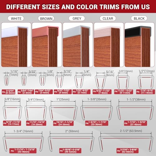 Rubber Edge Trim, 3/8" Self Adhesive Flexible U Channel Edge Protecter for Plywood, Tables, Desks, Cabinets, Counter Top, Wide U Shaped Edge Trim, Edge Banding, Black Color, 20Ft by YANRUIPRO - Image 7