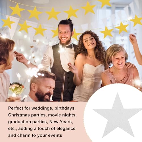 QUARKZMAN Silberne Glitzer-Stern-Ausschnitte Dekoration, 100 Stück 6 Papierstern-Konfetti-Ausschnitte Sterne Glänzend für Pinnwand Wand Klassenzimmer Partybedarf