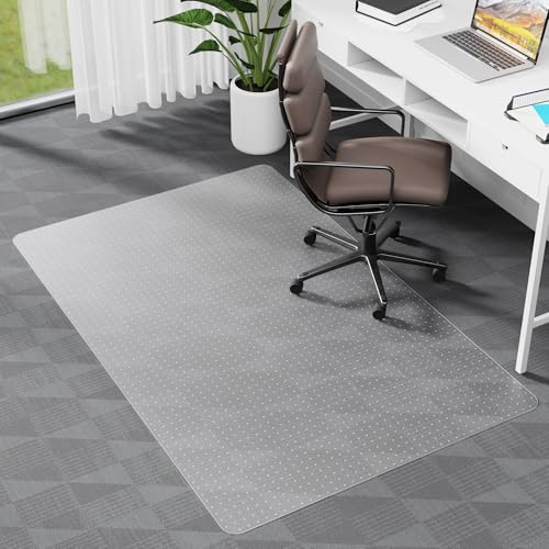 Cybstrax Office Chair Mat for Carpet, 46' x 60' Clear Computer Desk Chair Mat for Carpeted Floors, Easy Glide Plastic Floor Mats with Studs for Rolling Chair in Office Home